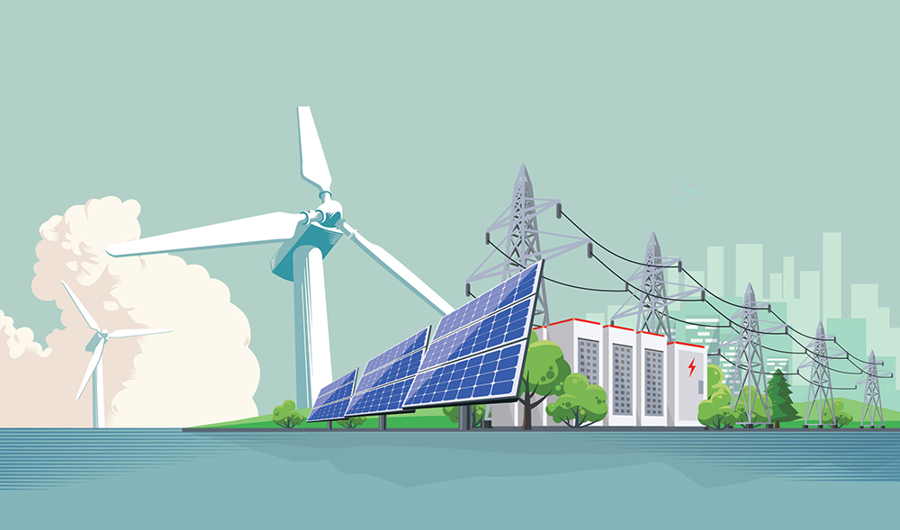 Solar and Wind Energy Funding: A Global Perspective, with an illustration showcasing the top 10 largest floating solar photovoltaic (FSP) projects in the world, led by Asian countries, and highlighting the significance of solar energy in recent years with increasing funding and government initiatives, including the $1.7 trillion Climate Funding Bill in the US, creating investment opportunities in the green energy sector.